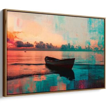 Imagem de Quadro Mar Abstrato ao Entardecer - Mioquadros, 120x80 cm, Tabaco