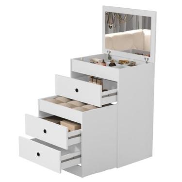 Imagem de Penteadeira Bancada de Maquiagem com banqueta e 4 gavetas - Branco - -