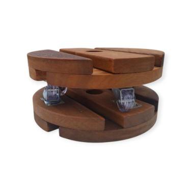 Imagem de Suporte Para Vaso De Chão Madeira Com Rodas 25x25cm Envernizado Kit co