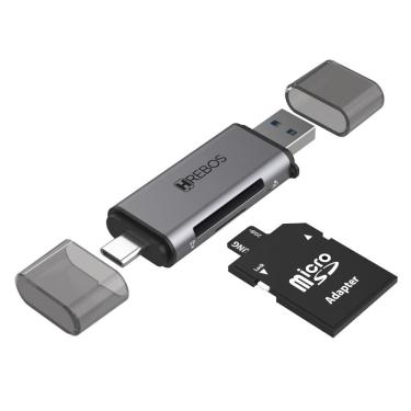 Imagem de Leitor De Cartão Sd E Micro Sd Hrebos If-230 Usb 2.0 Cinza