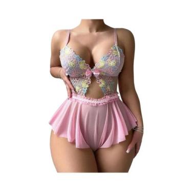 Imagem de Conjunto De Lingerie Sexy Feminina Com Sutiã De Renda, Sem Alças, Tran