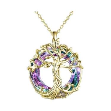 Imagem de Colar Celta Feminino Com Árvore Da Vida, Joias Com Círculo De Cristal,