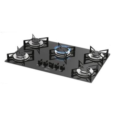 Imagem de Fogão Cooktop Fischer 5Q Gás Mesa Vidro Preto, Preto, Bivolt