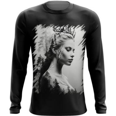Imagem de Camiseta Manga Longa Pesca Rainha da Floresta Nórdica 1, Baby Look XG