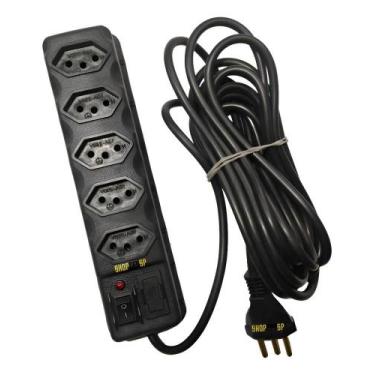 Imagem de Filtro Linha 5 Tomadas 5 Metros Extensão Régua Elétricas Biv - Congrat