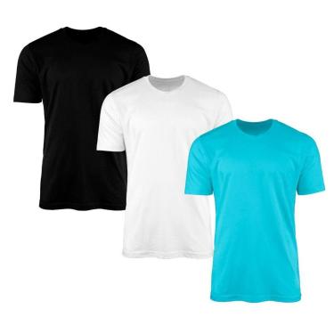 Imagem de Kit 3 Camisetas Masculina Lisa Básica 100% Algodão-Masculino