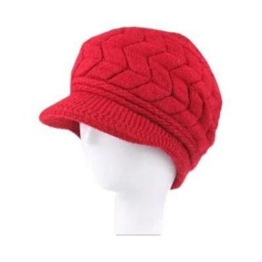 Imagem de Gorro Feminino De Inverno Com Forro De Pelúcia Quente, Chapéu De Malha