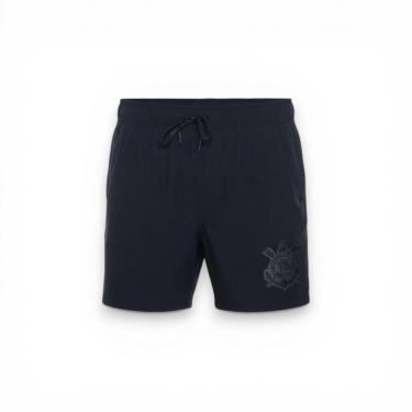 Imagem de Bermuda Corinthians Impermeável All Black Bolso Com Zípe-Masculino