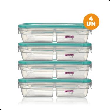 Imagem de Kit 4 Potes Herméticos Freshy para Armazenar Alimentos em Plástico com Divisória Modula...