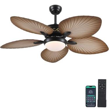 Imagem de Ventilador de teto Wiviniya Tropical Palm Leaf 52 polegadas com luzes