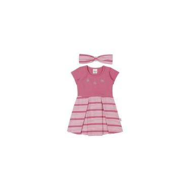 Imagem de Vestido com faixa para cabelo em cotton confort - Green Beans, M, Rosa