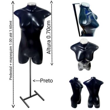 Imagem de Manequim feminino (Meio corpo modelo jo n.36) preto com tampa prata + 