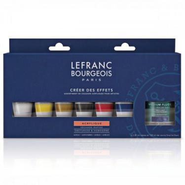 Imagem de Kit Tinta Acrílica Fine Lefranc 20ml 6 Cores + Médium - Lefranc & Bour