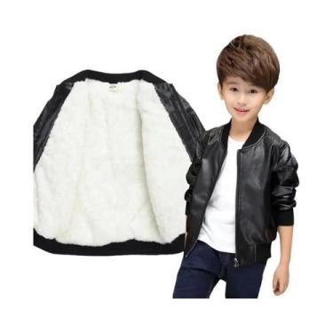 Imagem de Jaqueta De Algodão PU Para Meninos Outono Inverno Moda Infantil Veludo