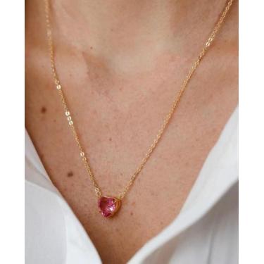 Imagem de Colar Coração Colors Ouro - LUBELLE, Rosa