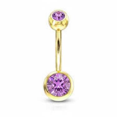 Imagem de Piercing Dourado Zircônia Semijoia Antialérgica Piercing Umbigo - TAIS