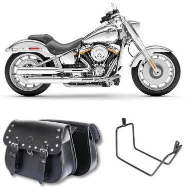 Imagem de Bolsa Alforge Custom Com Cravos 18L Afastador Harley Davidson Fat Boy 