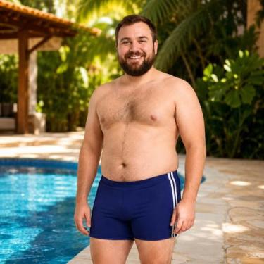 Imagem de Sunga Boxer Masculina Adulto Plus Size Liso Box Tamanho Grande Forrada