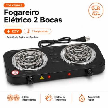 Imagem de Fogão Fogareiro Elétrico Portátil Cooktop Camping 2000 Watts 2 Bocas L