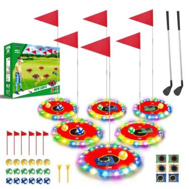 Imagem de Conjunto de jogos de golfe TERRAMUS com 6 alvos de LED, 2 tacos e 18 b