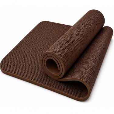 Imagem de Tapete de Yoga Profissional Antiderrapante para Pilates Alongamento Ginástica e Academia Marrom NBR Leve Utimix Único
