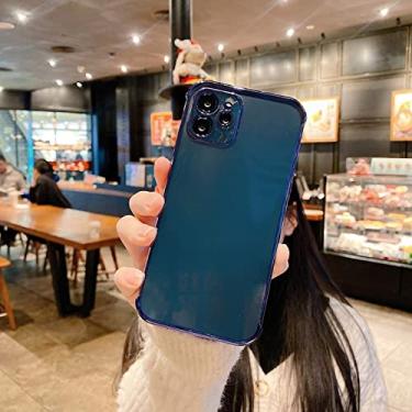 Imagem de Capa quadrada original com banho de luxo Bling para iPhone 12 11 13 Pro Max 12Mini Capa transparente TPU Airbag para iPhone Xr X Xs 7 8 Plus, azul, para iPhone XR