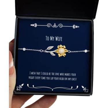 Imagem de SpreadPassion Pulseira de girassol, presente para esposa, I Wish That I Could Be The One Who Makes Your Night Every Time You Lay, Love Wife da Husband