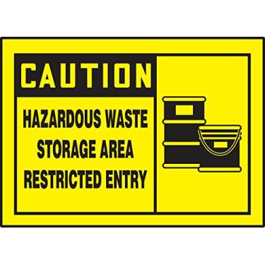 Imagem de Etiqueta adesiva, Legend"Caution Hazardous Waste Storage Area Restricted Entry", 0,04 cm de espessura