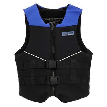 Imagem de Colete multiesportivo Seachoice 86583 de neoprene – azul/preto – tamanho juvenil – serve para 63,5 – 73,6 cm – guarda costeira tipo III