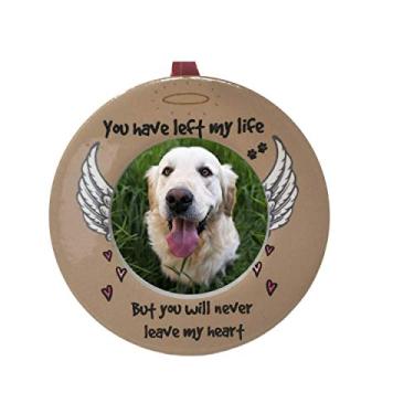 Imagem de BANBERRY DESIGNS Pet Memorial Christmas Ornament - You Left My Life But You Will Never Leave My Heart - Small Desktop Photo Frame - Angel Wings and Halo Design with Velvet Ribbon