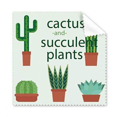 Imagem de Pano de limpeza para suculentas em vaso com ilustração de cacto de plantas para limpeza de tela de telefone, 5 peças