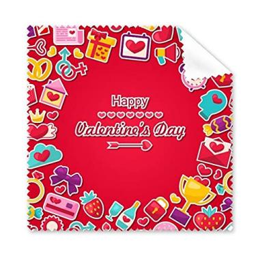 Imagem de Pano de limpeza vermelho Feliz Dia dos Namorados com coração e amor, 5 peças
