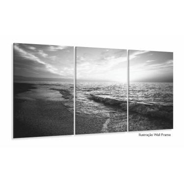 Imagem de Quadro Praia em Preto e Branco Paisagem Mosaico Sala Quarto