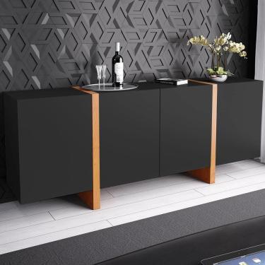 Imagem de Buffet Barone 4 Portas e 1 Gaveta Interna 180cm Laca Preta