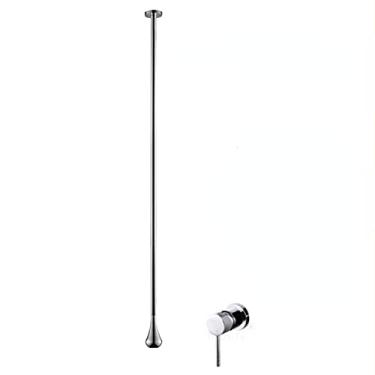 Imagem de Gotas de água dourada escovada Bacia de teto Água quente e fria Torneira para pia de latão de furo único de parede torneira do banheiro, cromo B