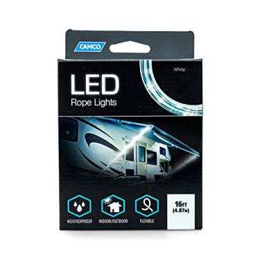 Imagem de Camco Corda de luz LED de 40 cm – Iluminação interior e exterior para trailers e campistas para ocasiões especiais e eventos ao ar livre, cabe na pista de toldos do seu trailer (53100), branca