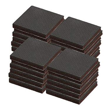 Imagem de Prime-Line MP76720 Almofadas de móveis antiderrapantes resistentes, 0,6 cm de espessura x quadrados de 3,8 cm x 3,8 cm, forro autoadesivo, feltro marrom com borracha preta, pacote com 24