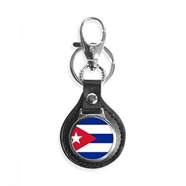 Imagem de Chaveiro de couro com bandeira nacional de Cuba símbolo da América do Norte chaveiro de carro presente, Multicor