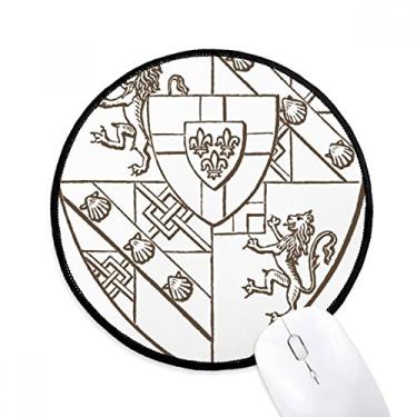 Imagem de Tapete de mouse barroco concha de leão padrão ilustração mousepad desktop escritório tapete redondo para computador