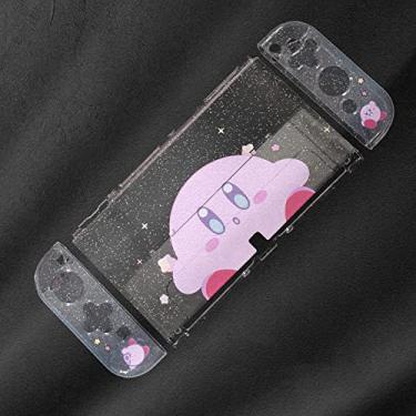 Imagem de ENFILY Glitter Kirby Protective Case for Nintendo Switch OLED, Cute Bling Clear Soft TPU Slim Cover, Kawaii Dockable Case for NS, Sparkle Skin Set