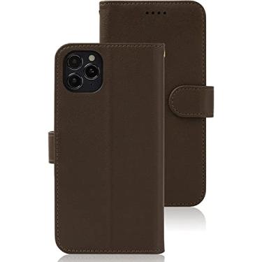 Imagem de GANYUU Capa para iPhone 13/13 Mini/13 Pro/13 Pro Max, capa flip de couro retrô capa de telefone carteira com 3 slots de cartão suporte capa magnética protetora (cor: marrom, tamanho: 13 6,1 polegadas)