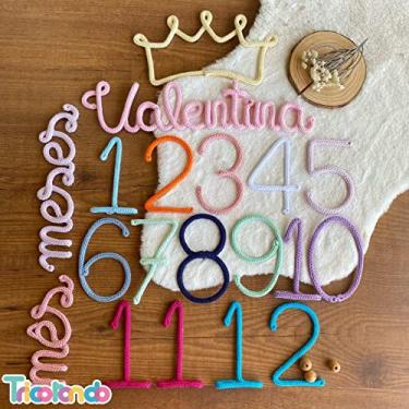 Imagem de Kit Mesversário nome e Coroa em Tricotin