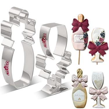 Imagem de LILIAO champanhe e champanhe com cortador de biscoito de fita para casamento/noivado - aço inoxidável