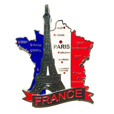 Imagem de Imã França – Imã Mapa França Bandeira Cidades Símbolos - Mapa Mundi Magnético - Imã Geladeira França