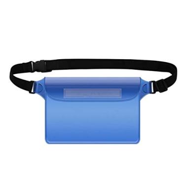 Imagem de BESPORTBLE, bolsa impermeável com alça de cintura, pochete para celular, bolsa de cintura conveniente PVC para passeios de barco, piscina, piscina, parques aquáticos azul