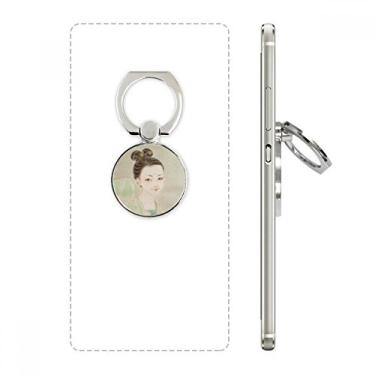 Imagem de Suporte de anel de telefone com pintura de beleza tradicional chinesa verde suporte de laço ajustável