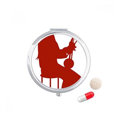 Imagem de China Erhu Player Illustration Pattern Pill Case Pocket Medicine Storage Box Recipiente Dispenser