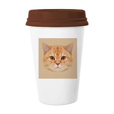 Imagem de Orelhas de gato realistas Art Deco presente Caneca moderna café bebendo vidro cerâmica copo tampa