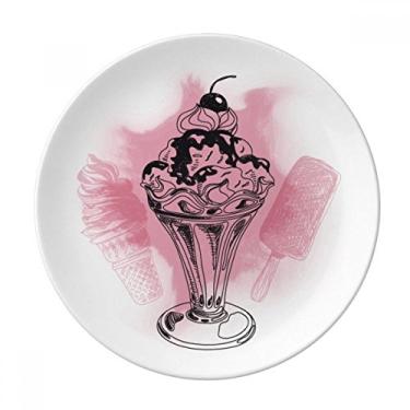 Imagem de Prato de sorvete de cereja, chocolate, picolé, decoração de porcelana, louça, louça de jantar