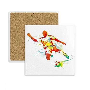 Imagem de Porta-copos de futebol americano Kick Football Square Coaster Mat caneca suporte subplaca pedra isolante